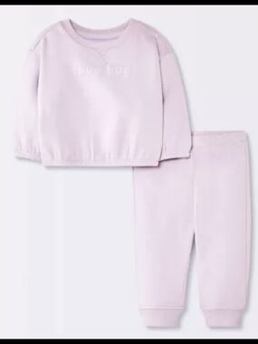 cloud island Lilac Embossed Sweatshirt & Joggers Set